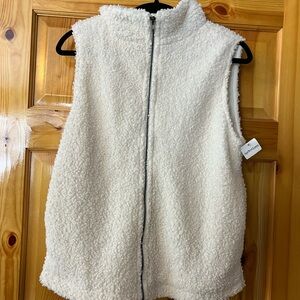 White Sherpa Zip-Up Vest